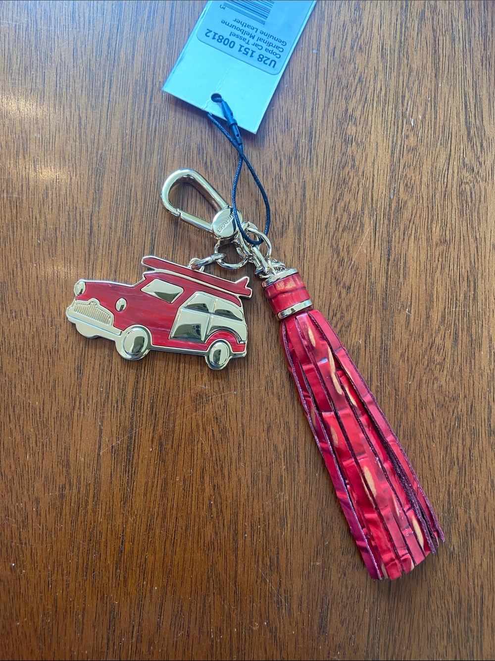Brahmin Red Van Keychain with Red Tassel